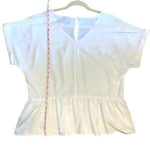 XL boutique white satin top ruffles